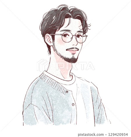 水彩男性肖像-手繪風格 水彩男性肖像-手繪風格 129420934
