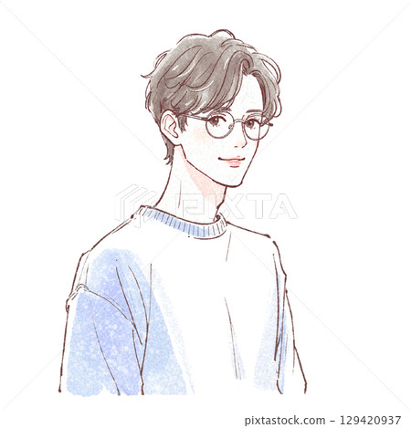 水彩男性肖像-手繪風格 水彩男性肖像-手繪風格 129420937