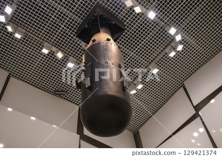 A powerful image of a nuclear bomb on display at a museum in Gdansk. The massive metal rocket is a chilling reminder of the old atom era and the devastating potential of war A powerful image of a nuclear bomb on display at a museum in Gdansk. The massive metal rocket is a chilling reminder of the old atom era and the devastating potential of war 129421374