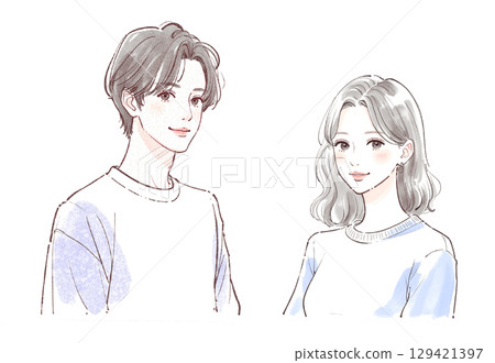 Couple/married couple/lovers/man and woman/illustration material 129421397