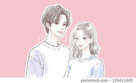 情侶/情侶/情人/男女/插畫素材 情侶/情侶/情人/男女/插畫素材 129421400
