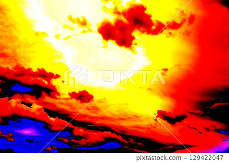 Beautiful patterns of clouds on the background of the sky. Changed color scheme. Beautiful patterns of clouds on the background of the sky. Changed color scheme. 129422047