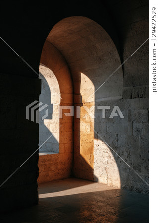 Stone archways in historic building Stone archways in historic building 129422529