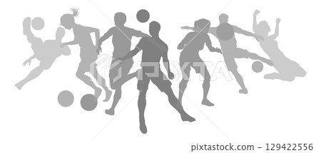 Soccer Football Players Male Female Silhouettes Soccer Football Players Male Female Silhouettes 129422556