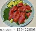 Tuna sashimi, my wife's home-cooked meals, dinner at home, happy family Title change 129422636