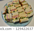Ham and cucumber sandwich, my wife's home-cooked meal, dinner at home, happy family Title change 129422637