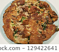 Pork pancake, my wife's homemade food, dinner at home, happy family Title change 129422641