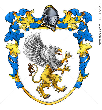 Griffin Gryphon Coat of Arms Crest Heraldic Shield 129422649