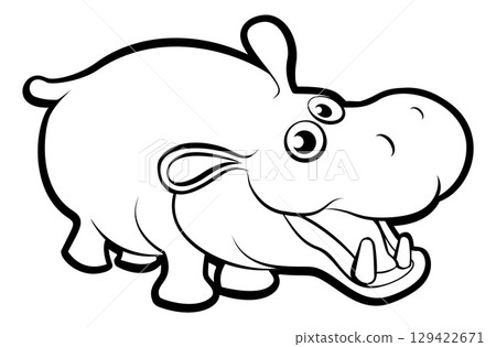 Hippo Cartoon Character Safari Animal Illustration Hippo Cartoon Character Safari Animal Illustration 129422671