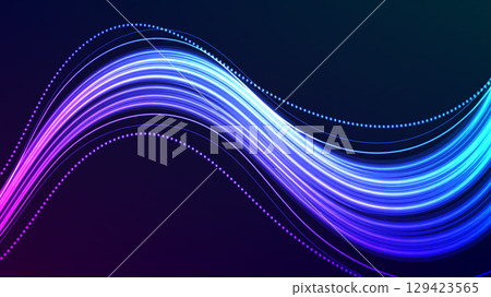 Modern data flow illustration, abstract light wave on a dark background. 129423565