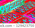 Stack of red bricks for construction, hollow brick.  129423750
