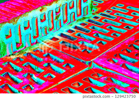 Stack of red bricks for construction, hollow brick. Stack of red bricks for construction, hollow brick. 129423750