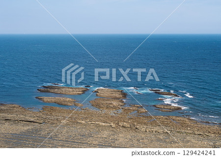 The scenery of Oni no Sentakuita and the blue sea on the Nichinan coast The scenery of Oni no Sentakuita and the blue sea on the Nichinan coast 129424241