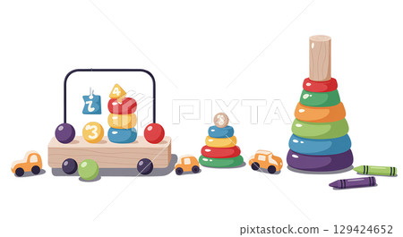 Colorful Wooden Baby Toys Set 129424652