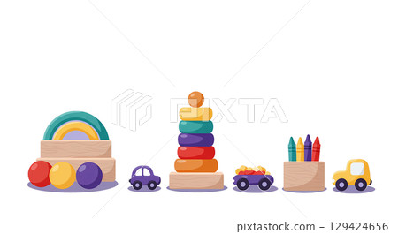Minimalist Cartoon Baby Toys Set 129424656