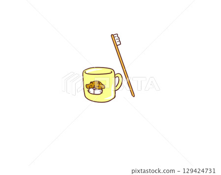 Toothbrush set: Toothbrush and a cup with a picture of a dog 129424731