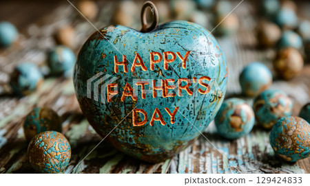 Blue heart with the words Happy Father's Day written on it 129424833