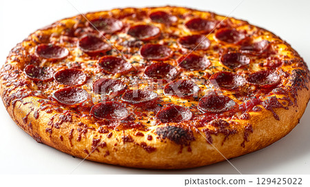 Pepperoni pizza with a lot of pepperoni on it 129425022