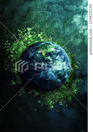 Green planet with a lot of trees on it 129425220