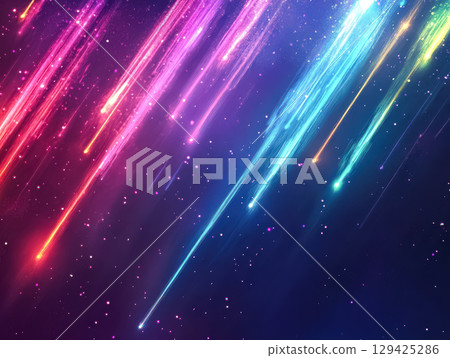 Colorful image of a rainbow with a blue background 129425286