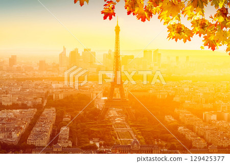 Eiffel Tower and Paris cityscape Eiffel Tower and Paris cityscape 129425377