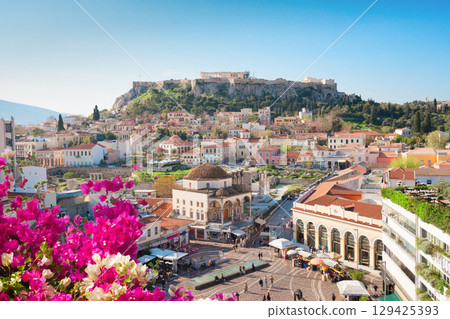 Skyline of Athenth with Acropolis hill 129425393
