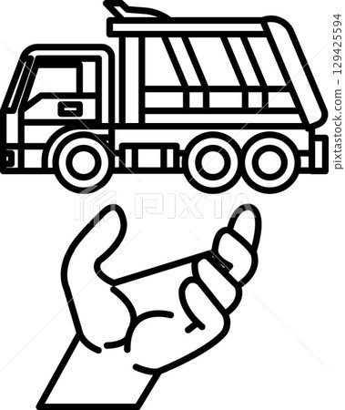 A hand is holding a truck A hand is holding a truck 129425594