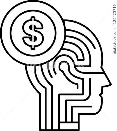 A dollar sign is placed on top of a head A dollar sign is placed on top of a head 129425716
