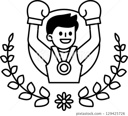 A man in a boxing ring with a flower in the background 129425726