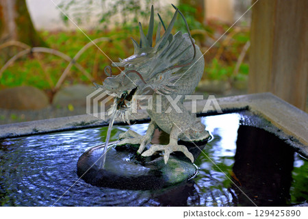 Chubu region, Izu Shuzenji Onsen, Shuzenji Temple grounds, a rare dragon at the chozuya (purification fountain) where hot springs flow, Shuzenji, Izu City, Shizuoka Prefecture (4) 129425890