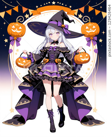 A girl who costumes Halloween A girl who costumes Halloween 129426464