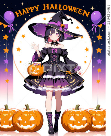 Illustration of a cute witch for Halloween 129426465