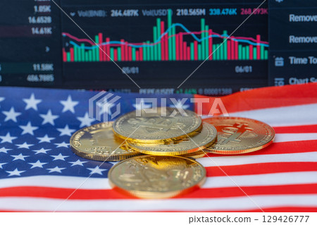 cryptocurrency on the background of stock 129426777