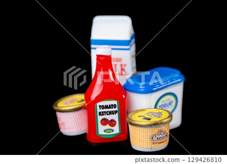 products milk, ketchup isolated 129426810