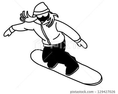 Snowboarding_woman_black and white 129427026