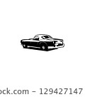 70s vintage car logo silhouette, Isolated Monochrome Vector 129427147