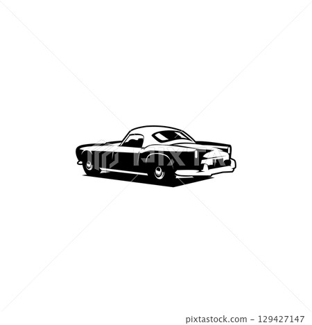 70s vintage car logo silhouette, Isolated Monochrome Vector 70s vintage car logo silhouette, Isolated Monochrome Vector 129427147