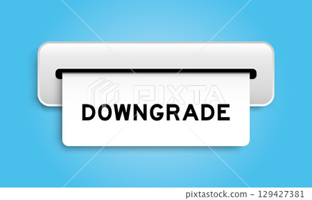 White coupon banner with word downgrade from machine on blue color background 129427381