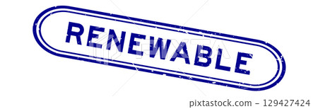 Grunge blue renewable word rubber seal stamp on white background 129427424