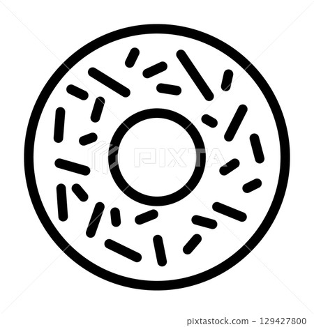 Donut line icon. Delicious food illustration for design. Vector isolated on white background. Donut line icon. Delicious food illustration for design. Vector isolated on white background. 129427800