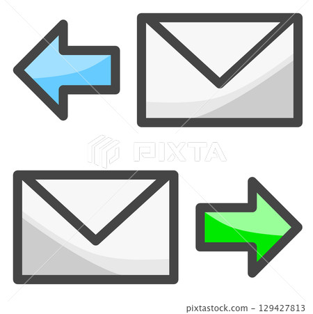 透過電子郵件發送和接收文字和通知的圖標插圖 透過電子郵件發送和接收文字和通知的圖標插圖 129427813