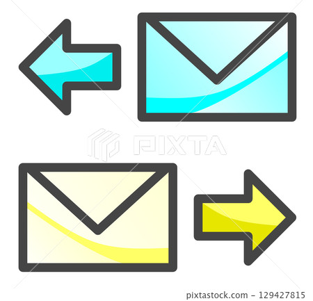 Illustration of icons for sending and receiving text and notifications via email Illustration of icons for sending and receiving text and notifications via email 129427815