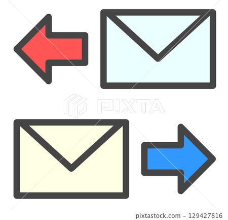 Illustration of icons for sending and receiving text and notifications via email Illustration of icons for sending and receiving text and notifications via email 129427816