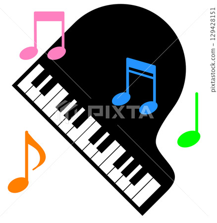 Illustration of playing piano music at a concert 129428151