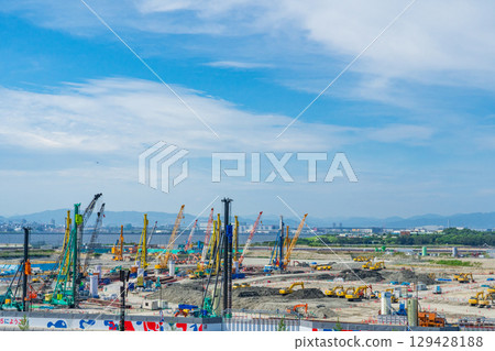 The Osaka IR construction site seen from the Expo's large roof ring 129428188