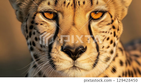 Close-up Portrait of Cheetah with Intense Golden Eyes Close-up Portrait of Cheetah with Intense Golden Eyes 129428450