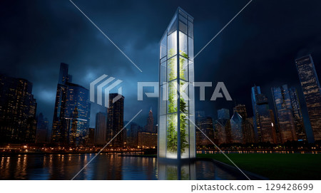 Agricultural robot and autonomous car working in smart farm, future 5G technology with smart farming concept. Modernization and implementation of new technologies in agricultural direction 129428699