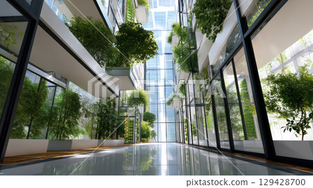 Agricultural robot and autonomous car working in smart farm, future 5G technology with smart farming concept. Modernization and implementation of new technologies in agricultural direction 129428700