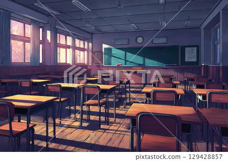 Bright classroom scenery and shadow effects Bright classroom scenery and shadow effects 129428857