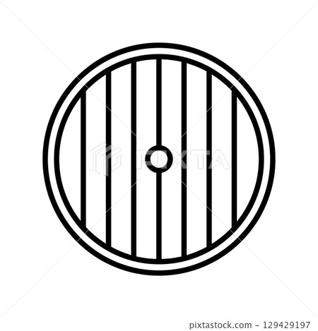 Viking battle shield icon. Shield sign. War defense symbol. Vector isolated on white background. 129429197